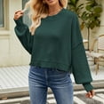 thumbnail image 2 of BangWanChi Womens Sweatshirt with Pockets Womens Casual Solid Loose Round Neck Sweater Long Sleeved Tops, 2 of 5