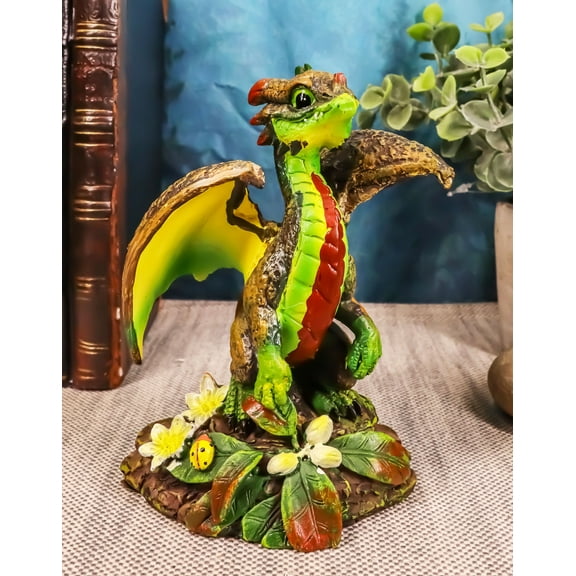 Fantasy Green Thumb Avocado Guacamole Dragon Statue Fairy Garden Collectible