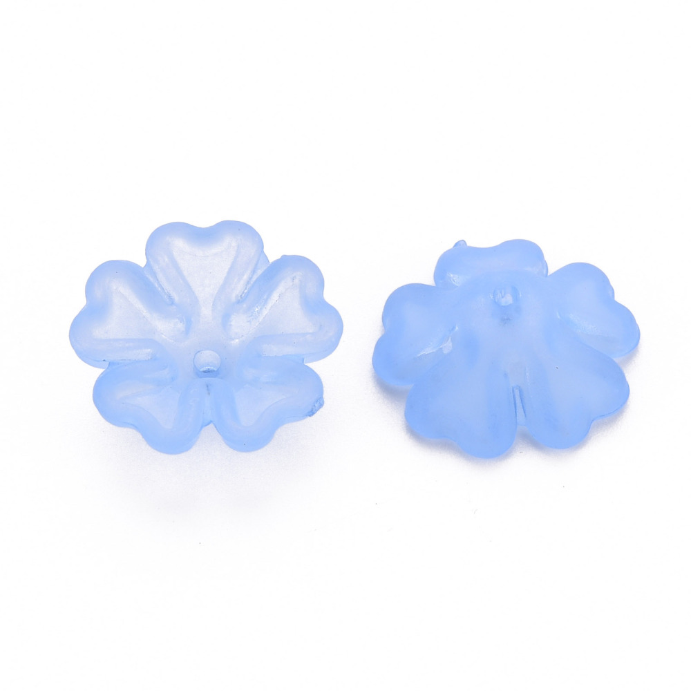 500g Transparent Frosted Acrylic Bead Caps 5-Petal Flower Mixed Color 16.5x6mm Hole: 1.6mm about 959pcs/500g