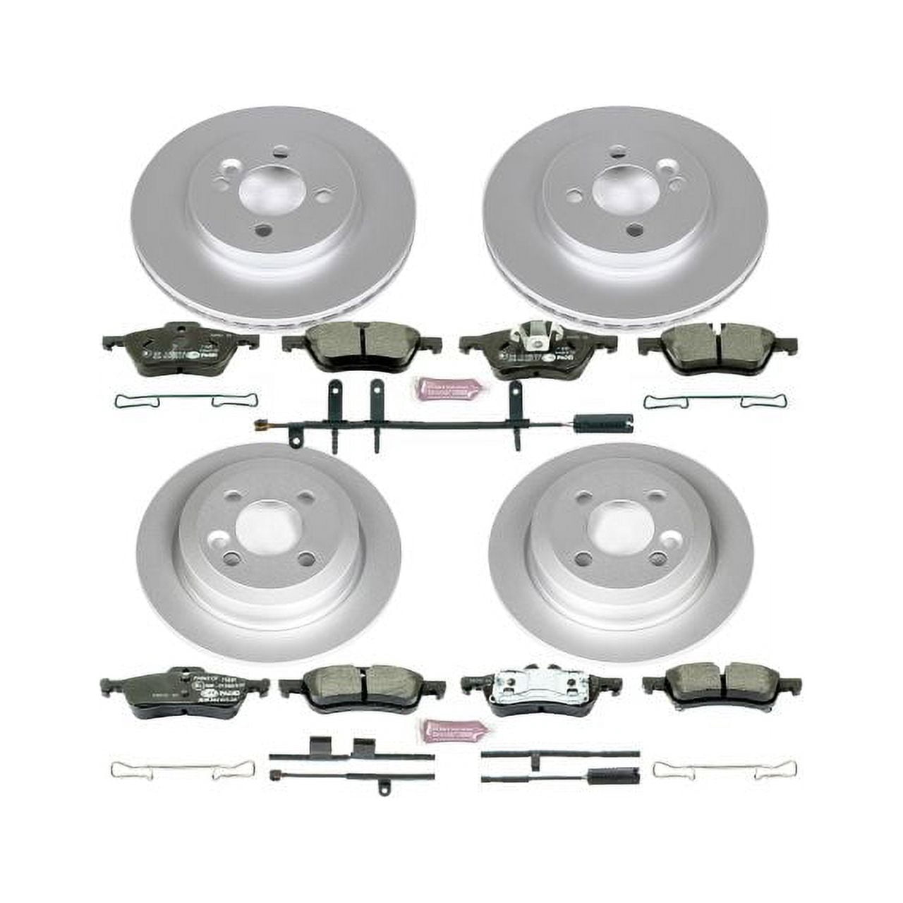 Power Stop Front and Rear Euro-Stop ECE-R90 Certified Brake Pad and Rotor Kit ESK6296