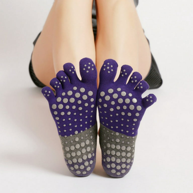 Five Toe Pivot Barre Yoga Socks Women Cotton Dot Silicone Non-slip Women  Pilates Grip Socks