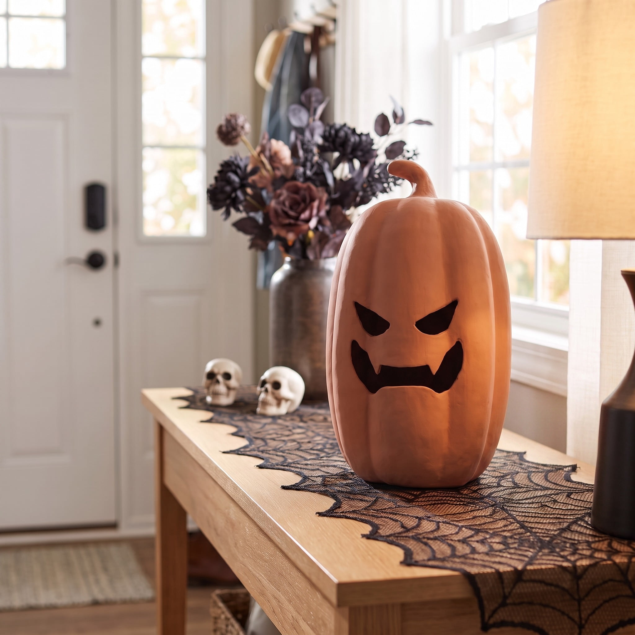 Paper Mache Jack-o'-Lantern Decoration, Brown, 12.6", Halloween by Way To Celebrate