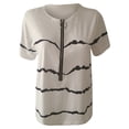 thumbnail image 4 of Leutsin T-shirt Blouse à Manches Courtes à Col en V pour Femmes Grande Taille avec Fermeture Éclair et Imprimé à Rayures, 4 of 5