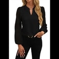 thumbnail image 2 of Blusas Elegantes e Informales para Mujer, con Mangas Largas Transparentes y Cuello en V, Holgadas y Vaporosas de para el Trabajo y la Oficina. Negro L, 2 of 9