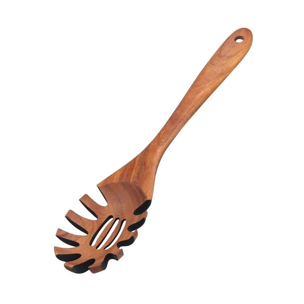 Cuchara para espaguetis y pasta de madera Cuchara grande de madera para espaguetis Cuchara de madera con mango largo y dientes Ideal para espaguetis Tenedores para pasta Utensilios de cocina de madera