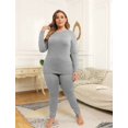 thumbnail image 2 of TIYOMI Plus Size Grey Thermal Underwear For Women Crewneck Thermal TopLong Johns Fleece Lined Base Layer Top and Bottom Sets Fall Winter Pajama, 2-Pack XL 14W 16W, 2 of 5