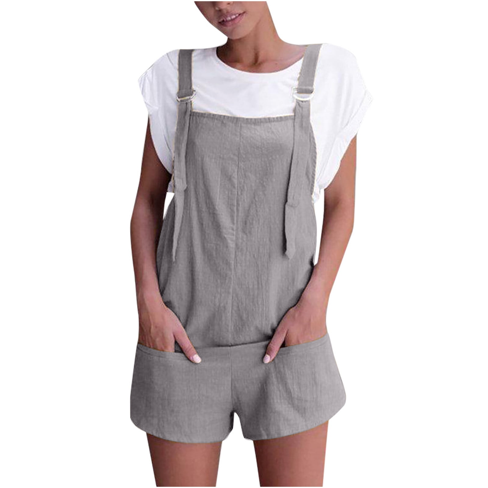 Xihbxyly Versatile Sleeveless Jumpsuit with Waist Belt for Women Solid  Color Sleeveless Jumpsuit with Pockets Trendsetting Sleeveless Wide Leg  Long/Short Jumpsuitfor Women Perfect for Any Occasion #2