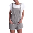 thumbnail image 2 of gbyLJF Women's Shorts Overalls Casual Cotton Linen Shorts Rompers Loose Fit Casual Summer Outfits with Pockets, 2 of 6