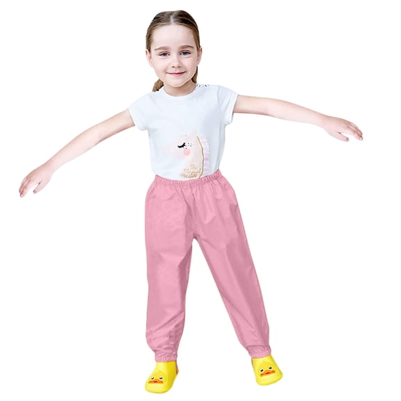 EnJoCho Toddlers Rain Pants Boys Girls Adjustable Comfortable Mud Dirty Proof Lightweight Reflective 𝖶aterproof Unisex Rainwear Outdoor Play Garden School Playground Activities
