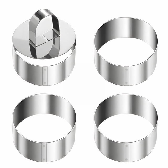 Estbridge Stainless Steel Ring Molds for Cooking Round Cake Ring Mold Cookie Rings for Baking 3 Inch Dessert Molds with Pusher & Lifter Cooking Rings Tartare Mold