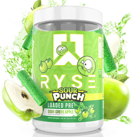 RYSE Loaded Daily Pre Workout Powder - Sour Punch Green Apple - 30 Servings