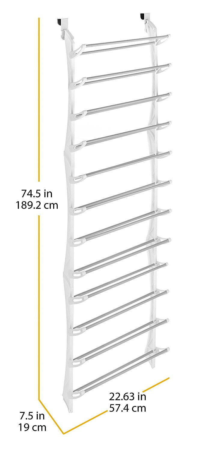 The Container Store 12-Tier Overdoor Shoe Rack White, 22-5/8 x 9-1/4 x 77 H