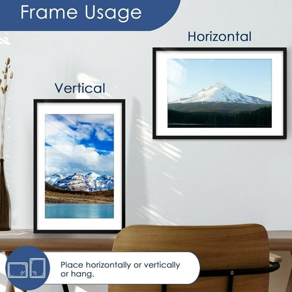 24x36 Poster Frame, Display Pictures 20 x 30 with Mat or 24 x 36 Without Mat, Poster Frames 24 x 36 inches for Wall Mounting Display