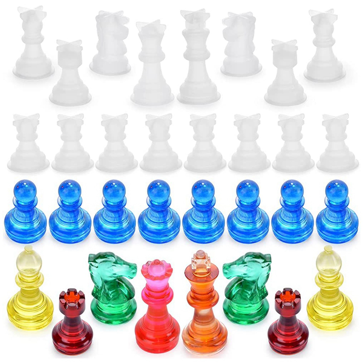 6X Chess Mold for Resin Silicone Chess Resin Mold Chess Crystal Epoxy Casting for DIY Crafts Making Birthday Gift