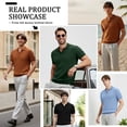 thumbnail image 3 of FEDTOSING Mens Knit Shirts Old Money Textured Short Sleeve V Veck Polo Sweater Summer Casual Shirt, 3 of 6