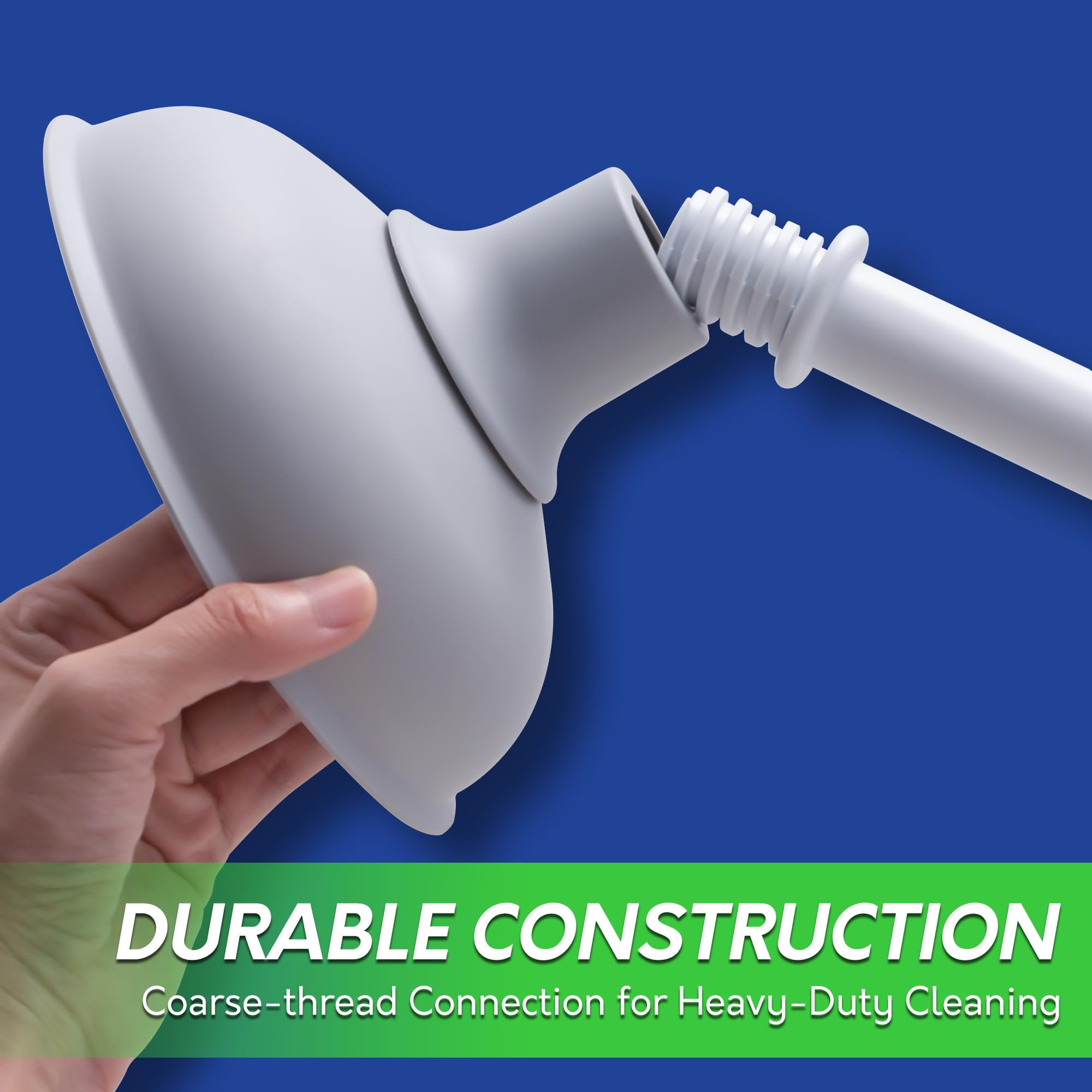 Toilet Brush And Plunger Set With Crevice Cleaning  White Combo Holder Bathroom Bowl Heavy Duty