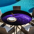 thumbnail image 6 of Purple Fruit Round Tablecloth, Fitted Table Cover with Elastic for 55"-60" Round Tables, Modern Minimalist Decor Black Background Table Cloth Outdoor Indoor Dinning Party Waterproof Tablecloths, 6 of 7