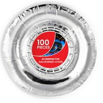 Round Disposable Gas Burner Liners (100 Pack) Aluminum Foil Burner Covers for Gas Stove - 7.5 Inch Stove Liners for Gas Burners, Foil Liners to Catch Oil, Grease, and Food Spills, Stock Your Home