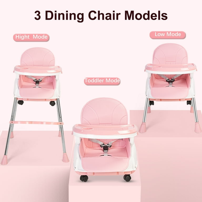 Minikid 5-in-1 High Chair with Wheels, 3-Point Seat Belt