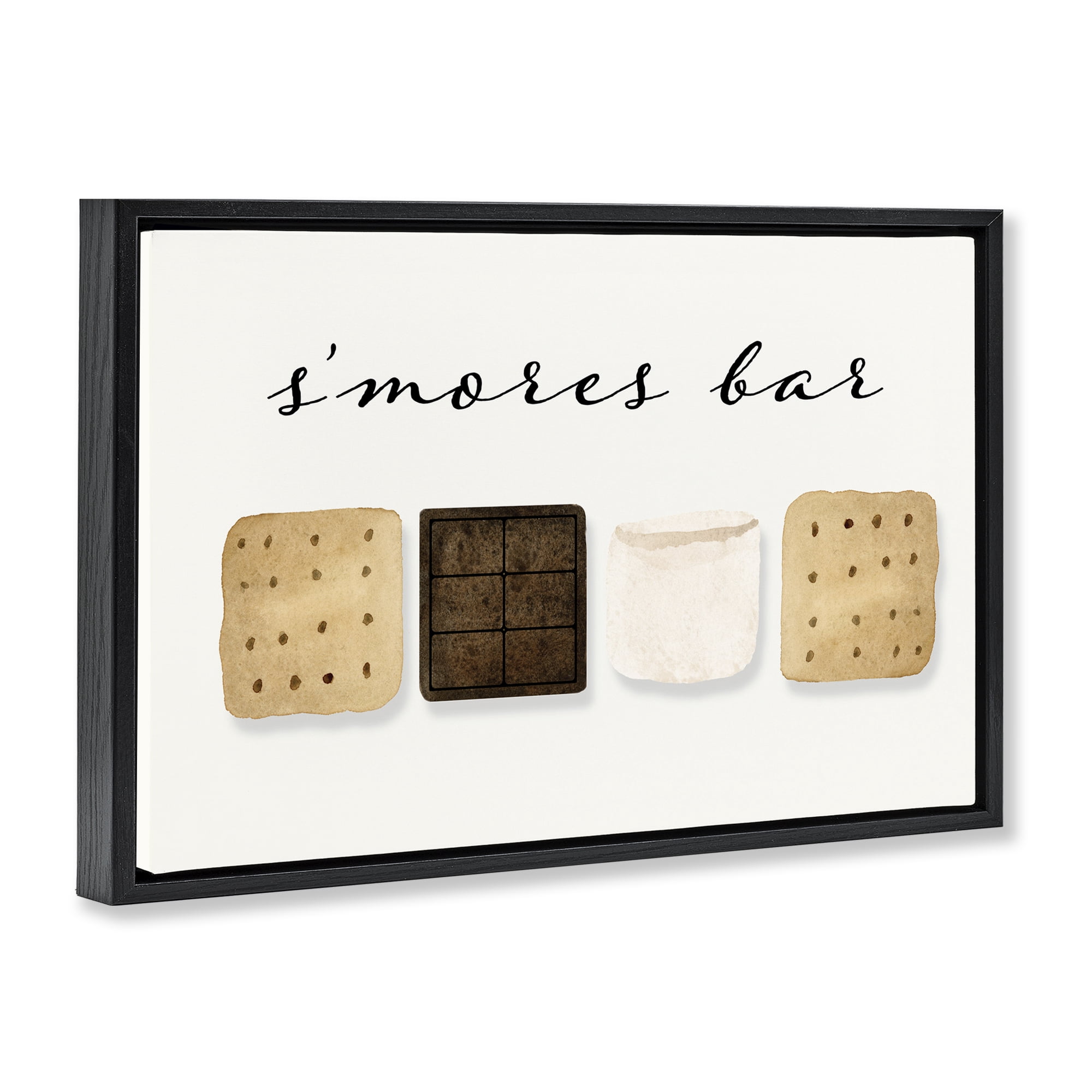 Stupell Industries S'mores Bar Ingredients Food & Beverage Painting Black Floater Framed Art Print Wall Art, 25 x 17