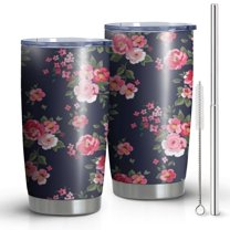 20 Oz Pioneer Flower Coffee Tumbler Double Wall Insulated Stainless Steel Water Bottle | Metal Reusable Thermoses Flask with Cup Cap | Leak & Sweat Proof with Anti-Dust Lid