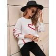 thumbnail image 4 of Women Valentines Day Sweater Long Sleeve Embroidery Heart Sweater Oversized Knitted Pullover Jumper Tops White L, 4 of 9