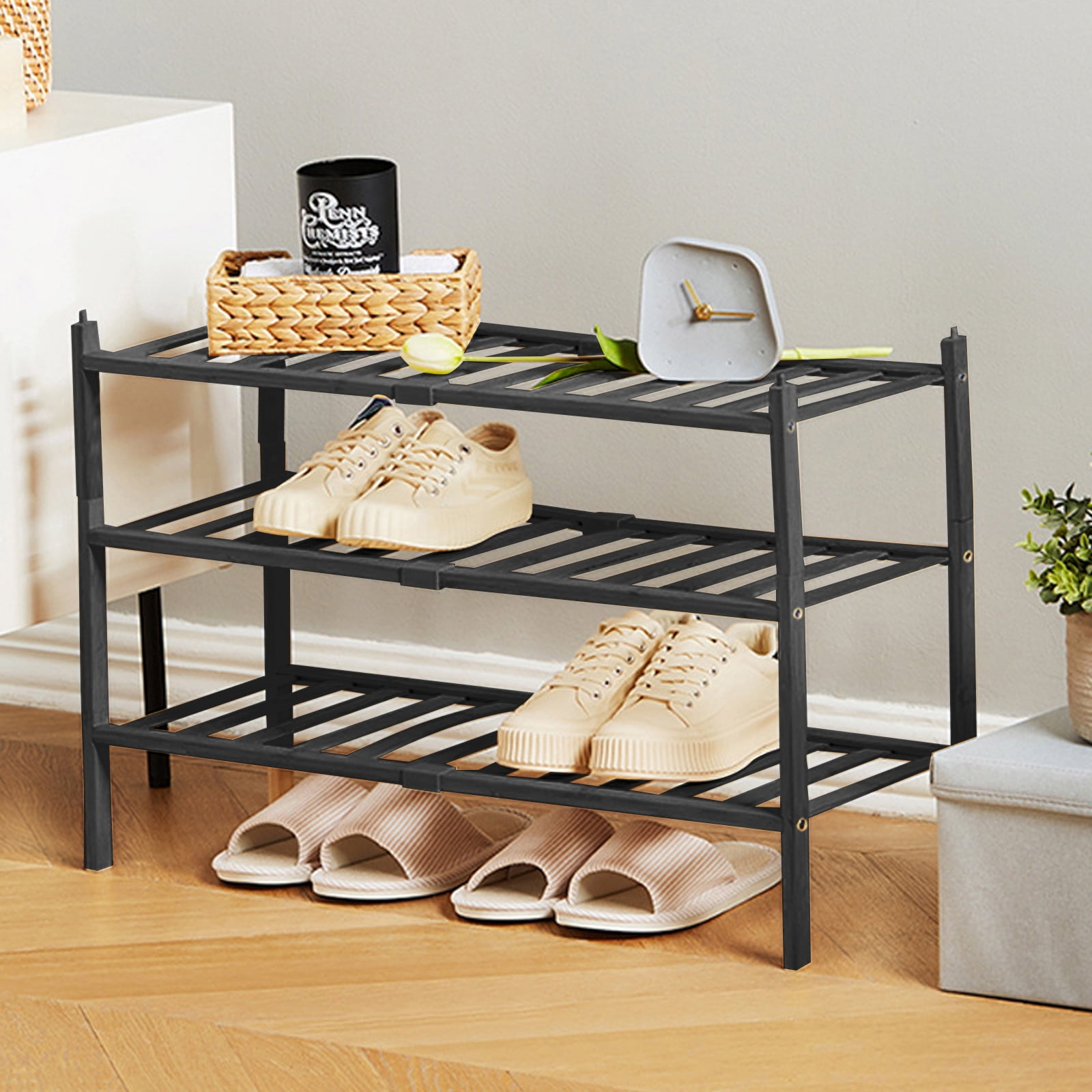 Black bamboo shoe rack new arrivals