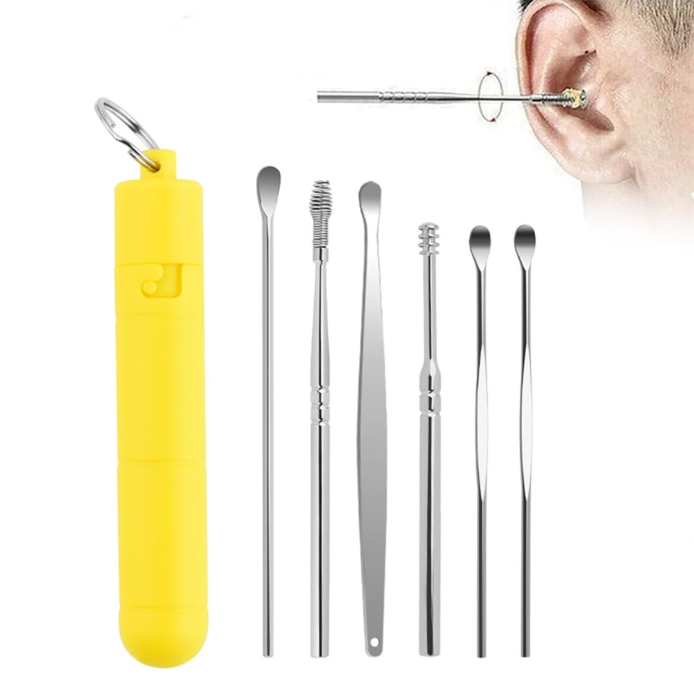 6 Pcs Spring Earwax Cleaner Tool Set Stainless Steel Spiral Design Ear