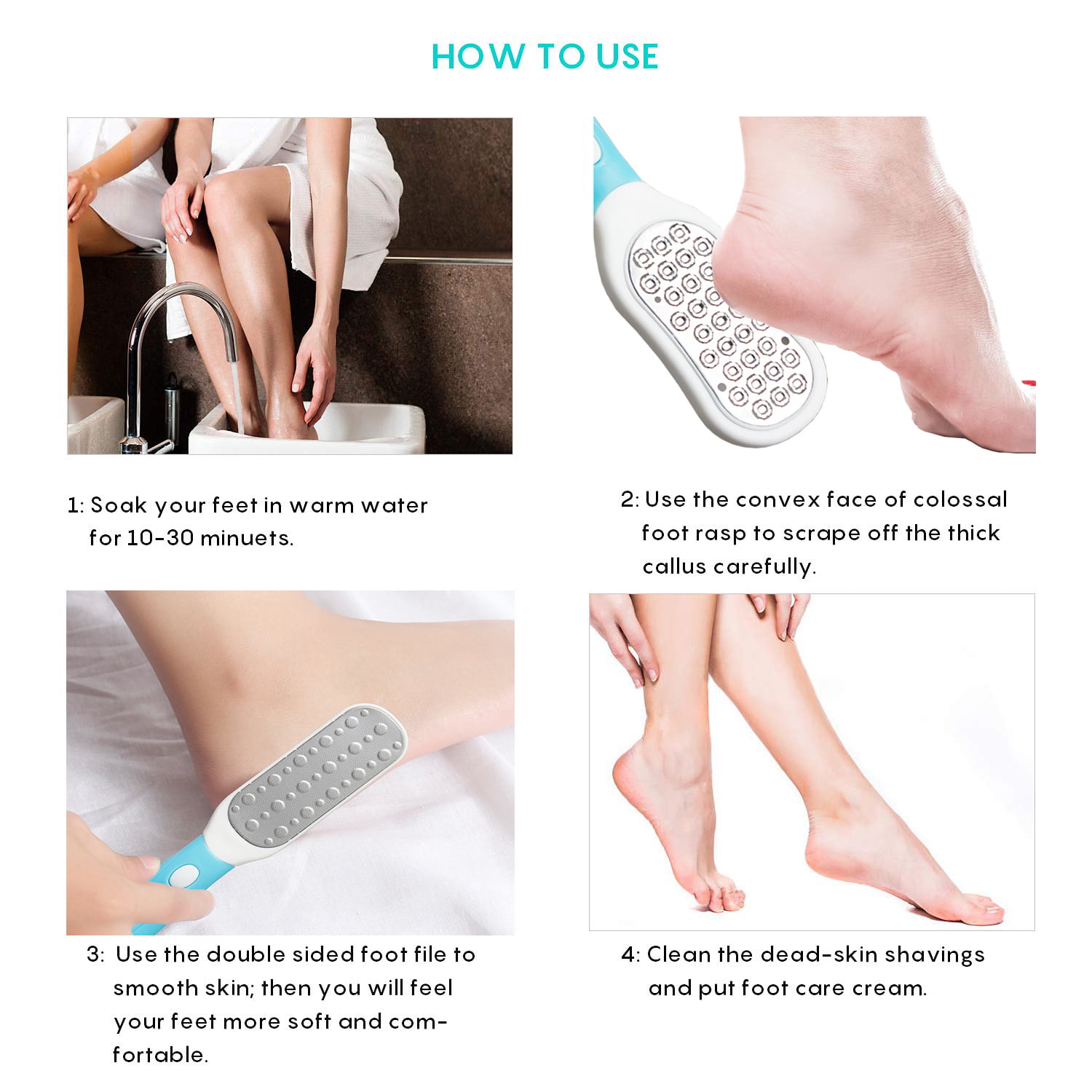Homeve Professional Pedicure Foot File - Reusable Stainless Steel Cracked  Skin Corns Callus Remover Feet Rasp with 10 Replaceable Pads Coarse-Fine