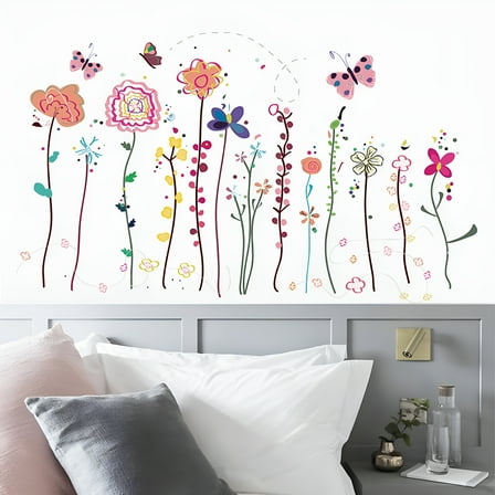 LAMIRO Colorful Wall Decors for Room Makeup Wall Decorations Stickers Teenage Girls Bedroom Wall Decals Spring Summer Garden Flowers Wall Art Stickers