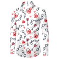 thumbnail image 6 of IWRICH Valentine's Day Dress Shirt for Men Vacation Stylish Casual Lapel Long Sleeve Heart Printed Button down Tops Grey M, 6 of 7