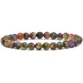 thumbnail image 1 of Bracelet Extensible Perles Rondes 6mm Jaspe Sédiments de Mer Teint en Pyrite 6.5 Pouces Unisexe, 1 of 2