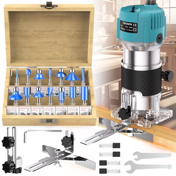 Recortadora de mano eléctrica Wood Router TwoWin, 800 W, 110 V, +15 bits