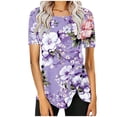 thumbnail image 2 of Fiudx Ofertas Flash Del Día Blusa Casual de Manga Corta con Estampado de Botones y Cuello Redondo para Mujer, 2 of 5