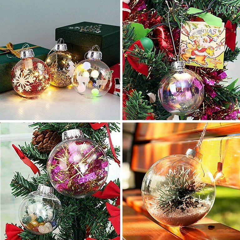 WANTELFOR Clear Plastic Ornament Balls,DIY Fillable Christmas Ornaments  Balls,Clear Plastic Ornaments for Crafts Fillable - 12 PCS (3.15 inch)