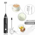 thumbnail image 4 of Electric Milk Frother Handheld Milk Foamer with USB Rechargeable,3 Speeds Mini Milk Foamer Drink Mixer Egg Beater(Black), 4 of 8