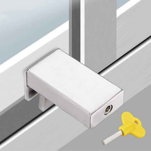Window Locks,1 Sets Window Locks Security Door Stopper Window Security Aluminum Sliding Window Locks with Key Window Lock Baby Proof Adjustable Safety Window Locks Suitable for Home and Office use