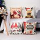 thumbnail image 2 of Funda de almohada, juego de 4, algodón y lino, estampado navideño de alce, Papá Noel, muñeco de nieve y enano, funda de cojín cuadrada de 45 x 45 cm, 2 of 4