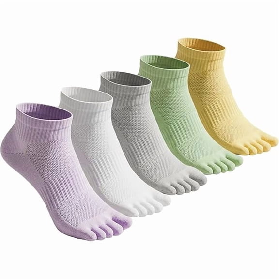 Eryueer Cotton Toe Socks Women, Casual Five Finger Socks, Comfortable Crew Socks, Breathable Athletic Socks