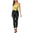 thumbnail image 2 of MODA NOVA Juniors Metallic Shirt Sleeveless Party Holographic Cami Top Gold XS, 2 of 6
