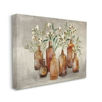 Stupell Industries Country Cotton Flower Stems in Glasses Brown Tan Painting Canvas Wall Art Design by Julia Purinton, 24" x 30"