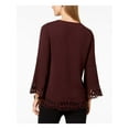 thumbnail image 2 of ALFANI $80 Womens New 1102 Burgundy Cutout Long Sleeve Top S B+B, 2 of 2