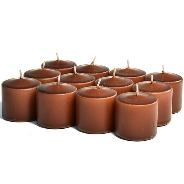 Unscented Brown Votives 15 Hour Votive Candles Pack 12 per box 1.5 in