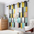 thumbnail image 2 of Yayeee Window Curtains Light Filtering 63"x42" Grommet Panel Pair Home Living Room Decor, Yellow Checkered Pattern, 2 of 7