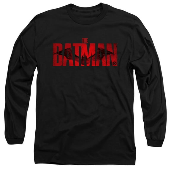 The Batman (2022) Crimson Drawn Bat Logo Unisex Adult Long-Sleeve T Shirt