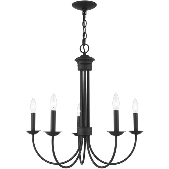 5 Light Black Chandelier with Steel base material