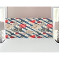 thumbnail image 1 of Nautical Headboard, Sea Graphic with Grunge Distressed Diagonal Forms and Stripes Marine Nautical, Upholstered Decorative Metal Bed Headboard with Memory Foam, Full Size, Beige Red Blue, by Ambesonne, 1 of 4