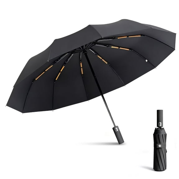 24K Sturdy Frame Windproof Umbrella Compact Automatic Travel Umbrella for Women & Men
