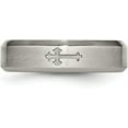 thumbnail image 5 of Chisel Titanium Brushed Center Cross Design 6.2mm Beveled Edge Band - Ring Size 8.0, 5 of 8