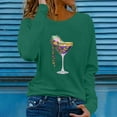 thumbnail image 2 of Xdegoge Mardi Gras Shirts for Women Long Sleeve Cocktail Mask Beads Print Loose Fit Tee Holiday Party Tops Casual Crewneck T-Shirt, 2 of 5